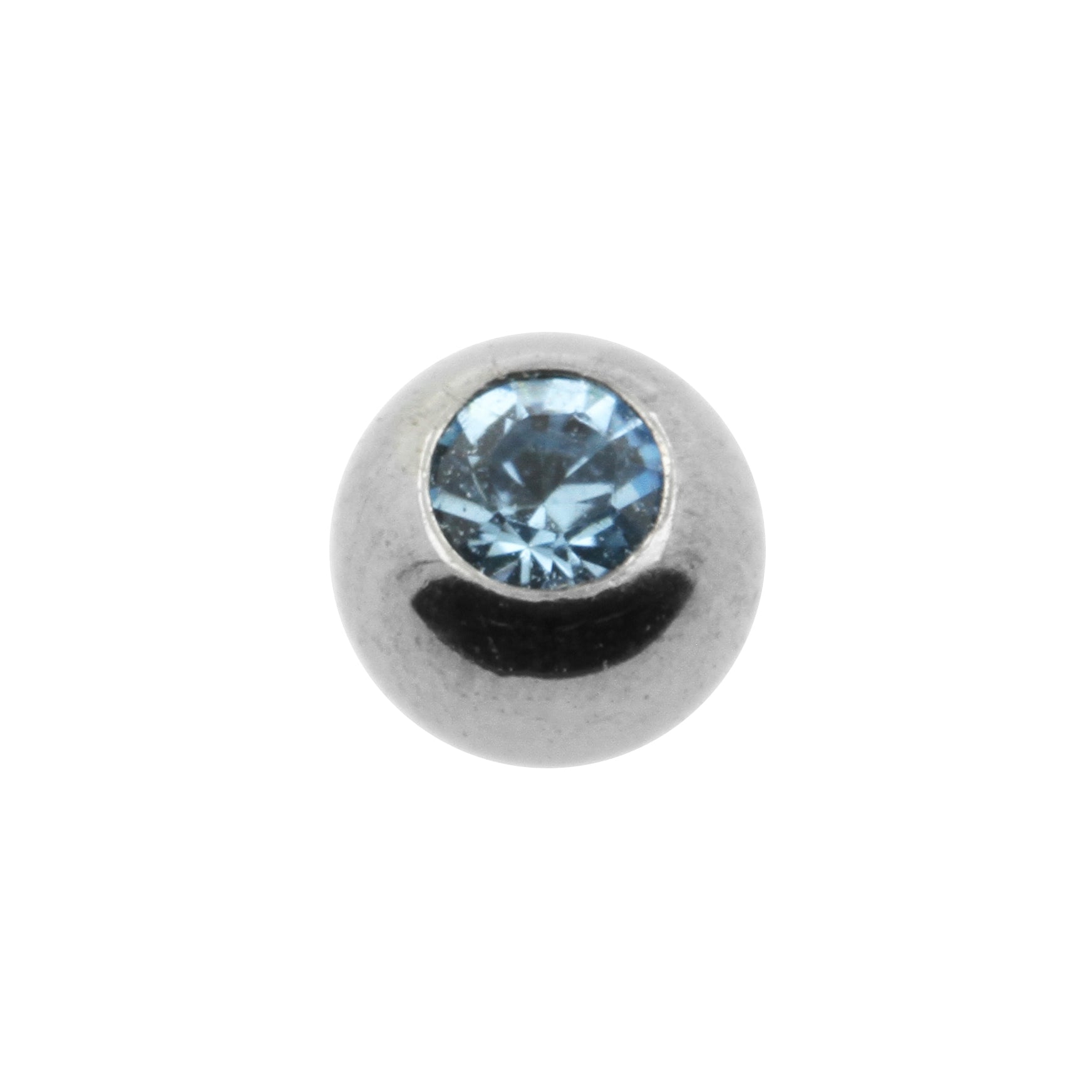 Titanium Jewelled Threaded Ball Aquamarine