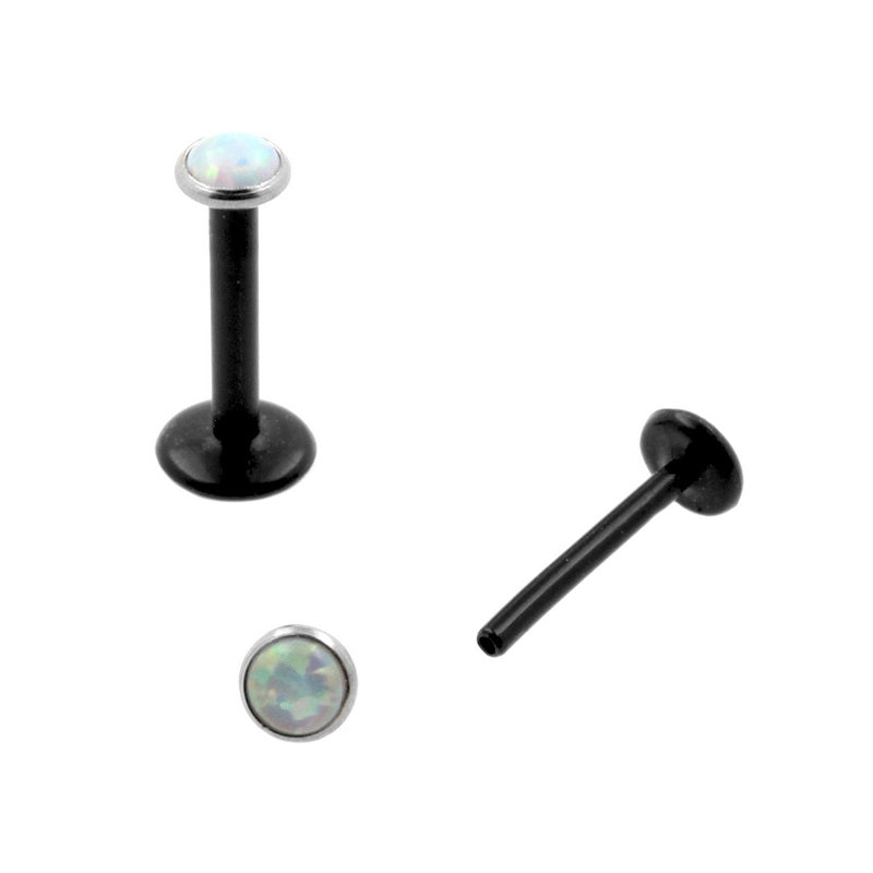 Titanium Push Fit Opal Disc White Opal