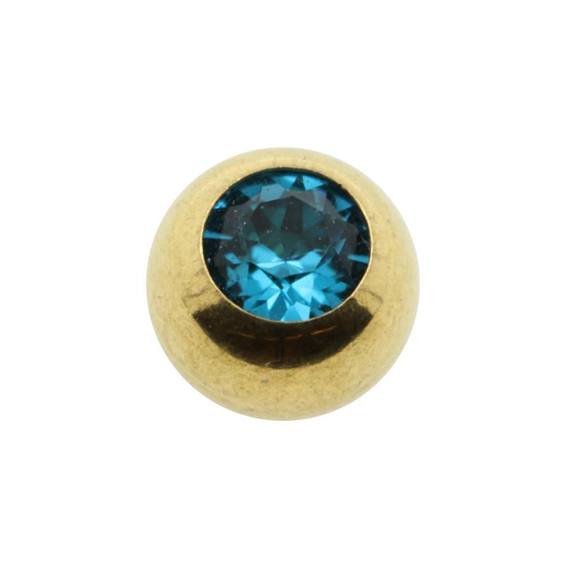 Surgical Steel Jewelled Threaded Ball Blue Zircon