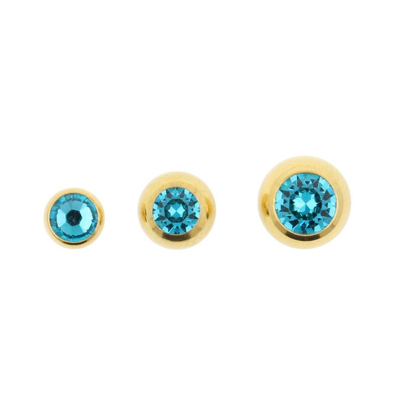 Surgical Steel Jewelled Threaded Ball Blue Zircon