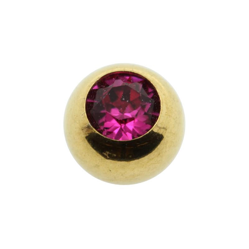 Surgical Steel Jewelled Threaded Ball Fuchsia