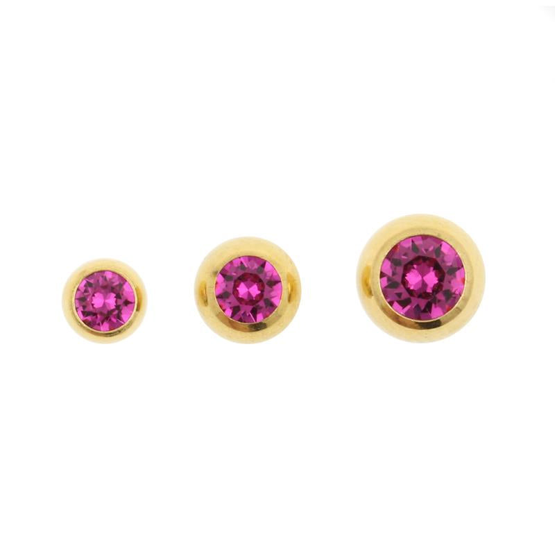 Surgical Steel Jewelled Threaded Ball Fuchsia