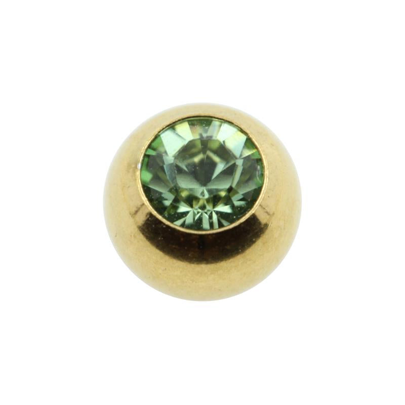 Surgical Steel Jewelled Threaded Ball Peridot