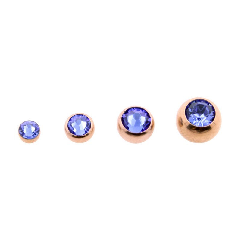 Surgical Steel Jewelled Threaded Ball Sapphire