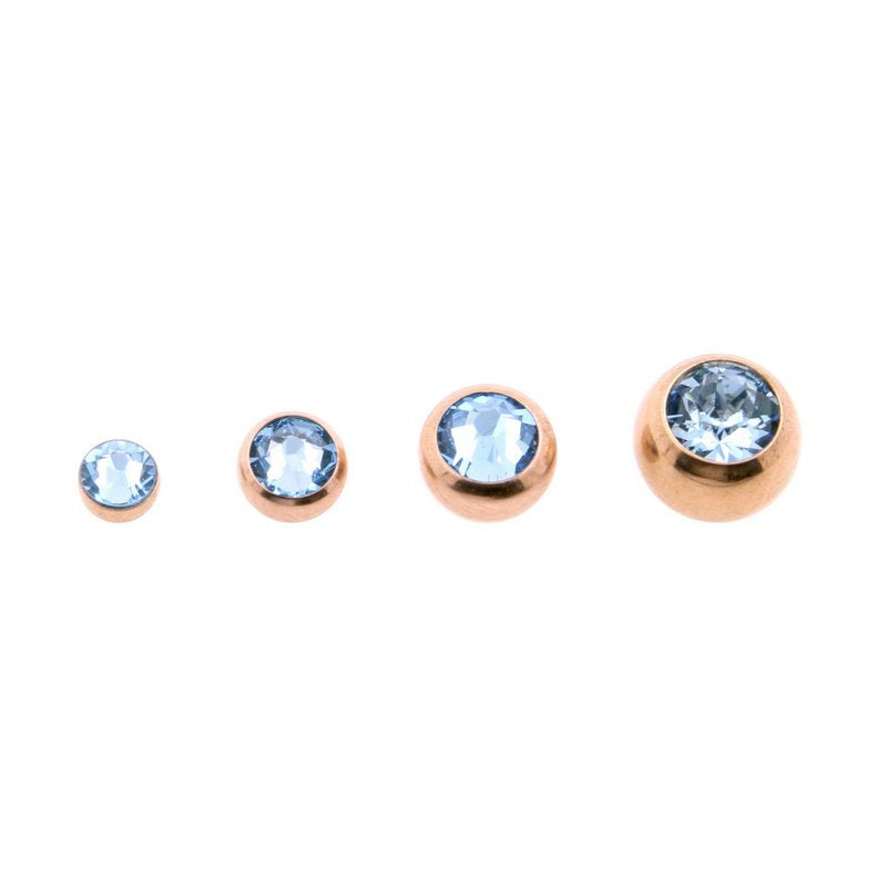 Surgical Steel Jewelled Threaded Ball Aquamarine