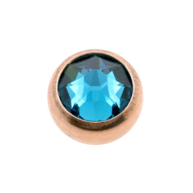 Surgical Steel Jewelled Threaded Ball Blue Zircon