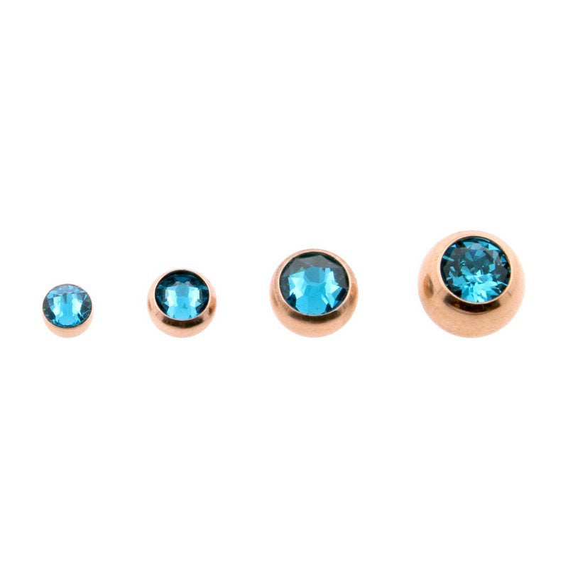 Surgical Steel Jewelled Threaded Ball Blue Zircon