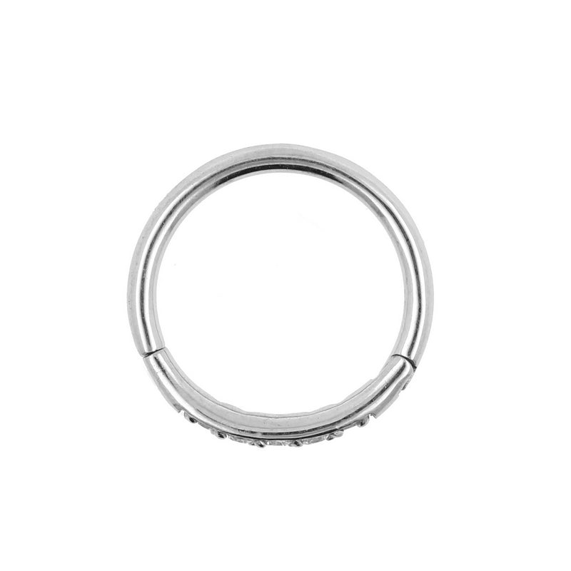 Surgical Steel Helix Click Ring With Zirconia Clear