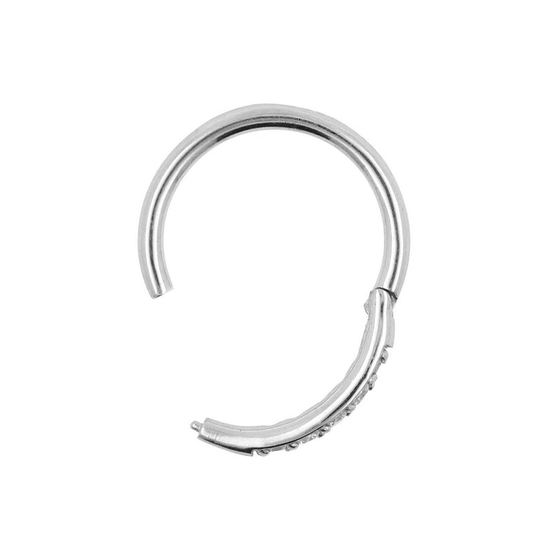 Surgical Steel Helix Click Ring With Zirconia Clear