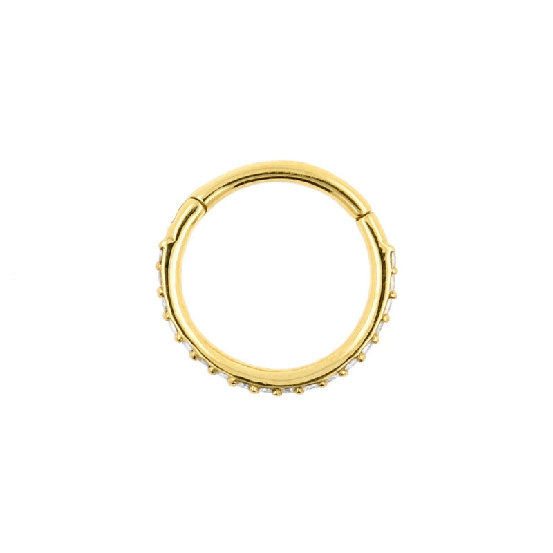 18 Karat Gold Click Ring Set With Zirconia Clear