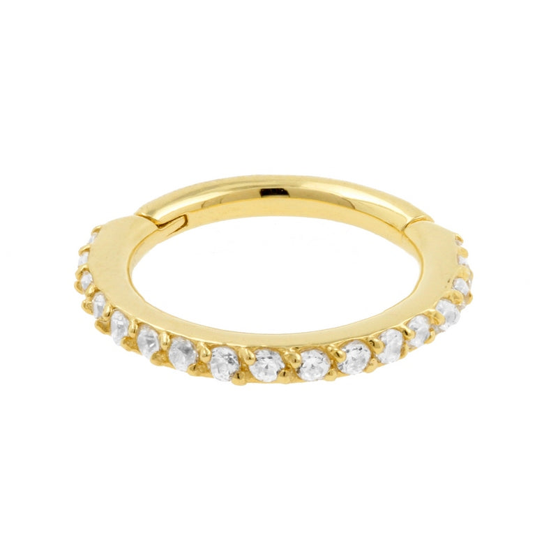 18 Karat Gold Click Ring Set With Zirconia Clear