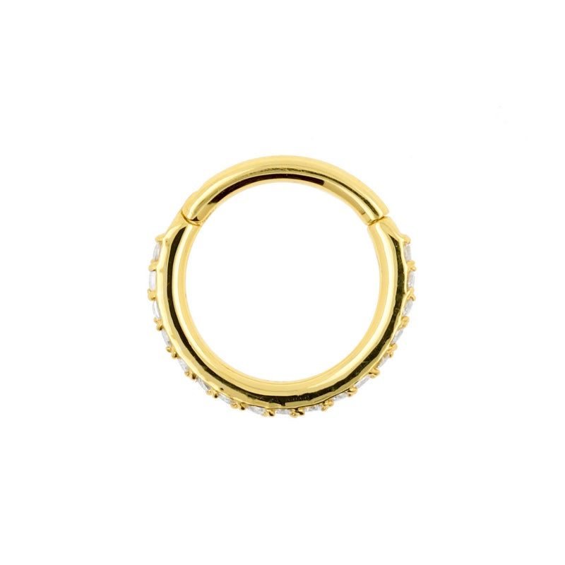 18 Karat Gold Click Ring Set With Zirconia Clear