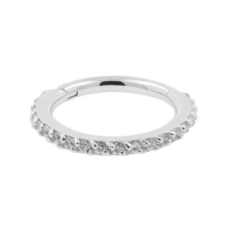 18 Karat White Gold Click Ring With Zirconia Clear