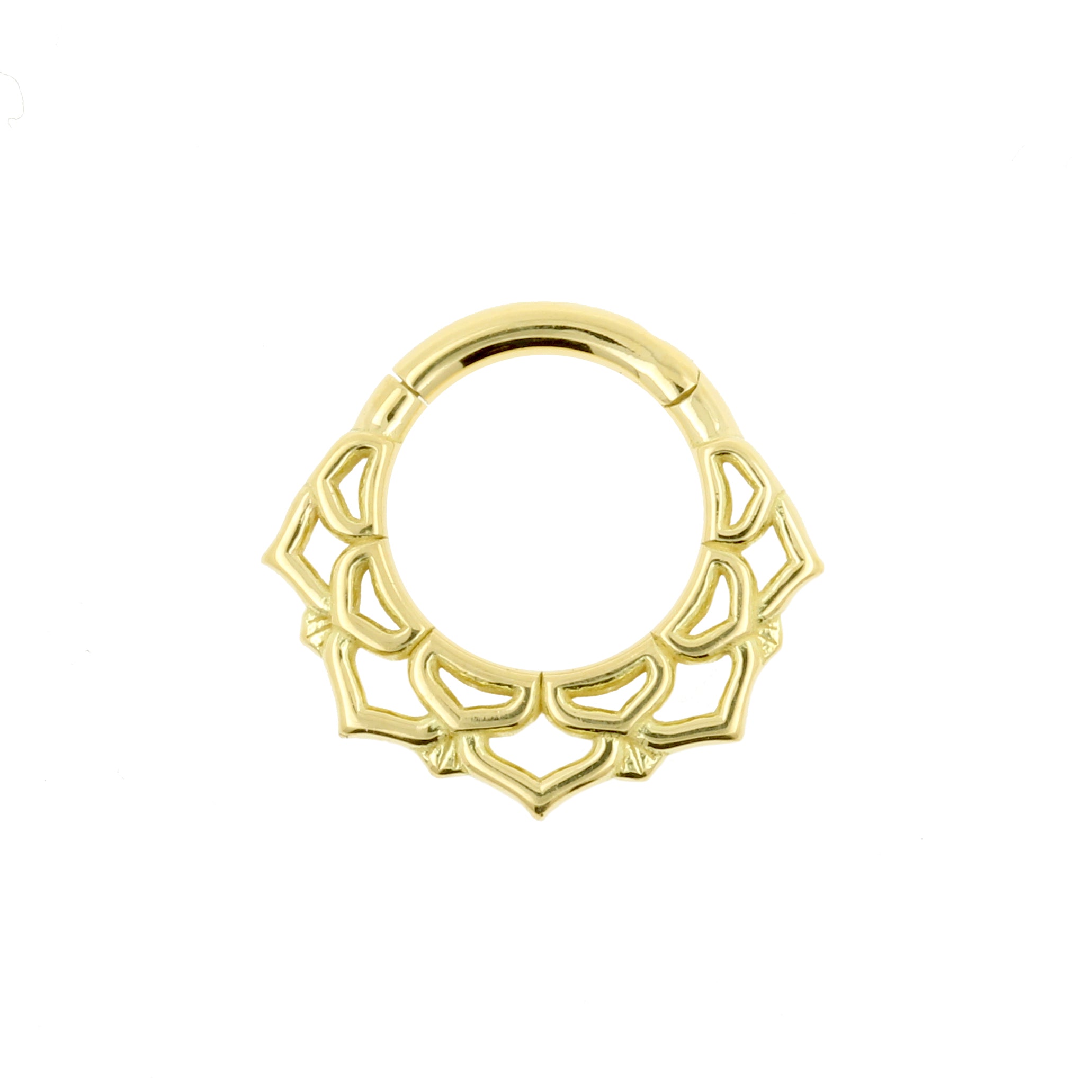 18 Karat Gold Click Ring - Ornamental Lotus