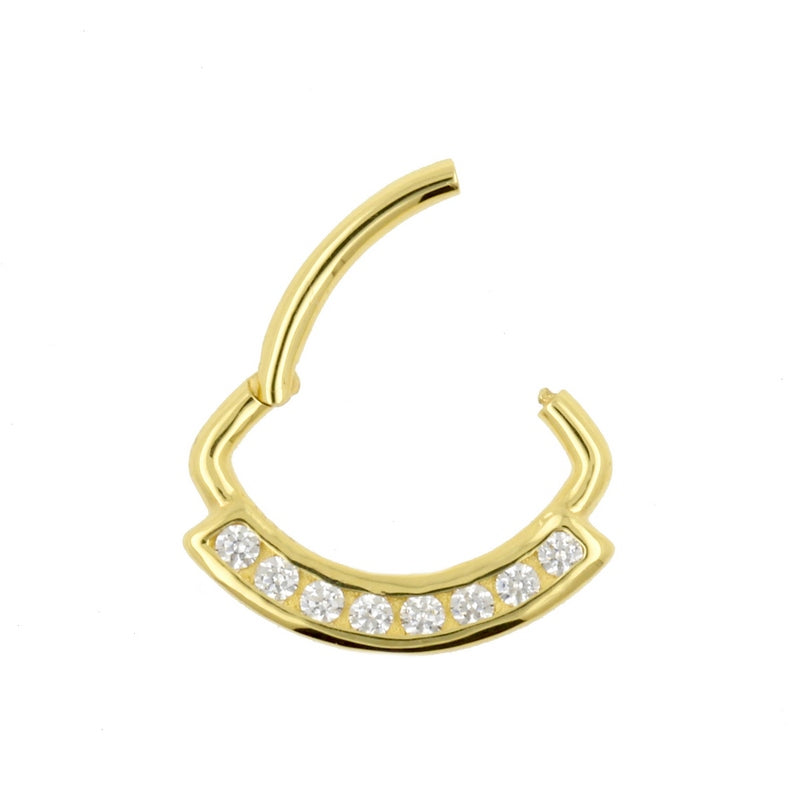 18 Karat Gold Daith Clicker - Zirconia Clear