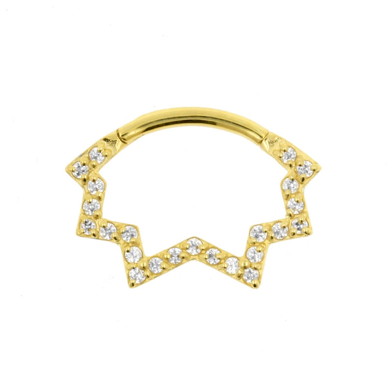 18 Karat Gold Daith Clicker - Zirconia Star Clear