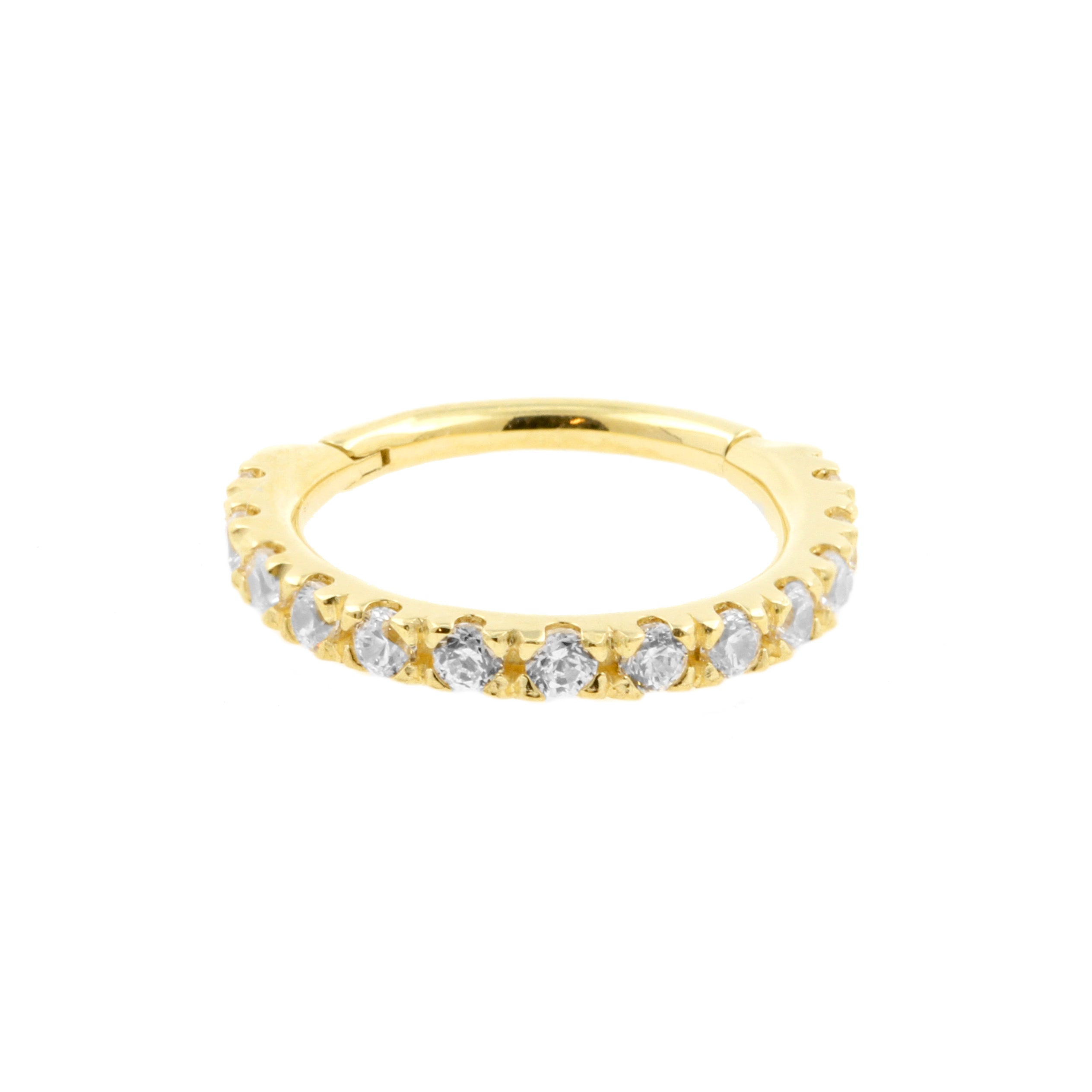 18 Karat Gold Click Ring Set With Zirconia Clear