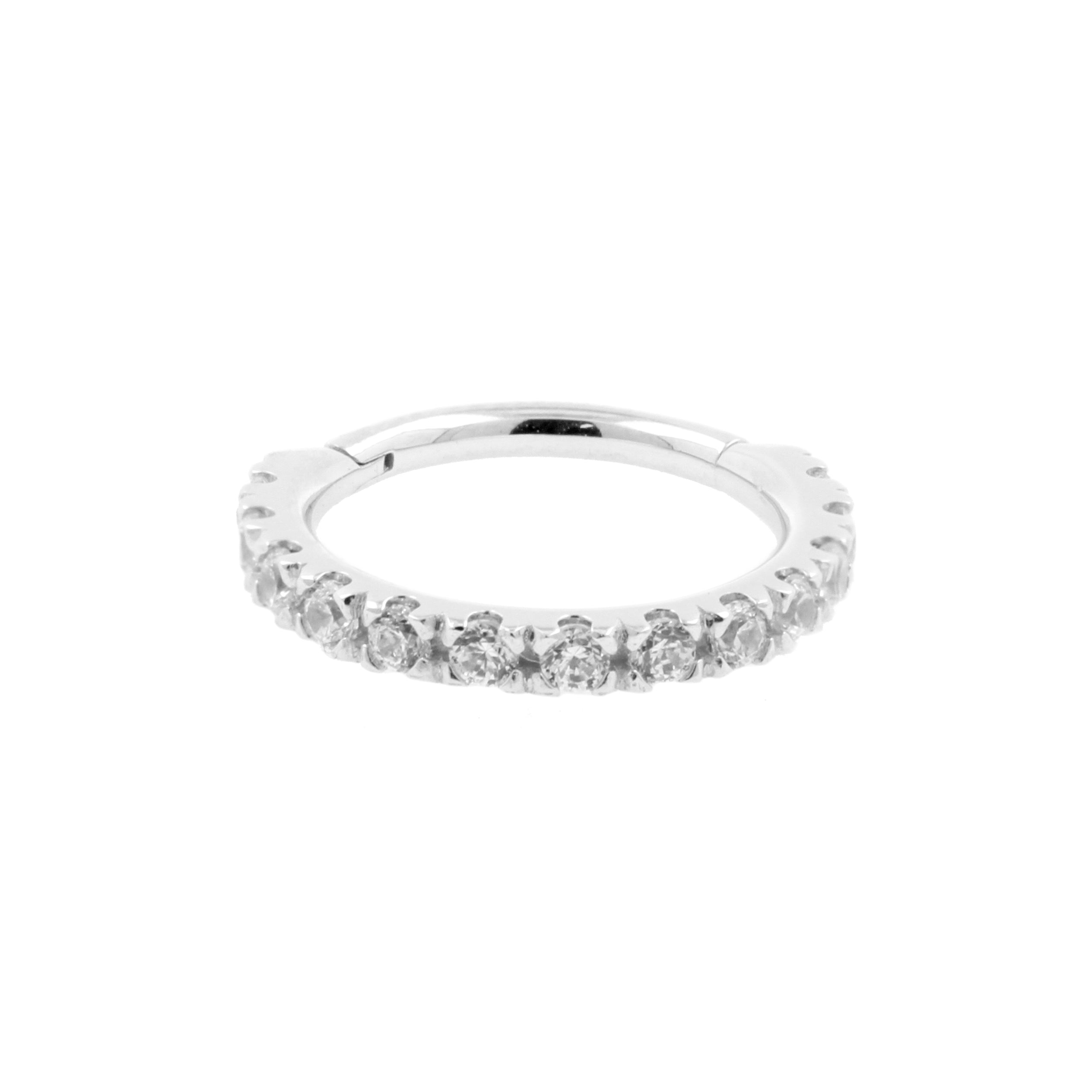 18 Karat White Gold Click Ring Set With Zirconia Clear