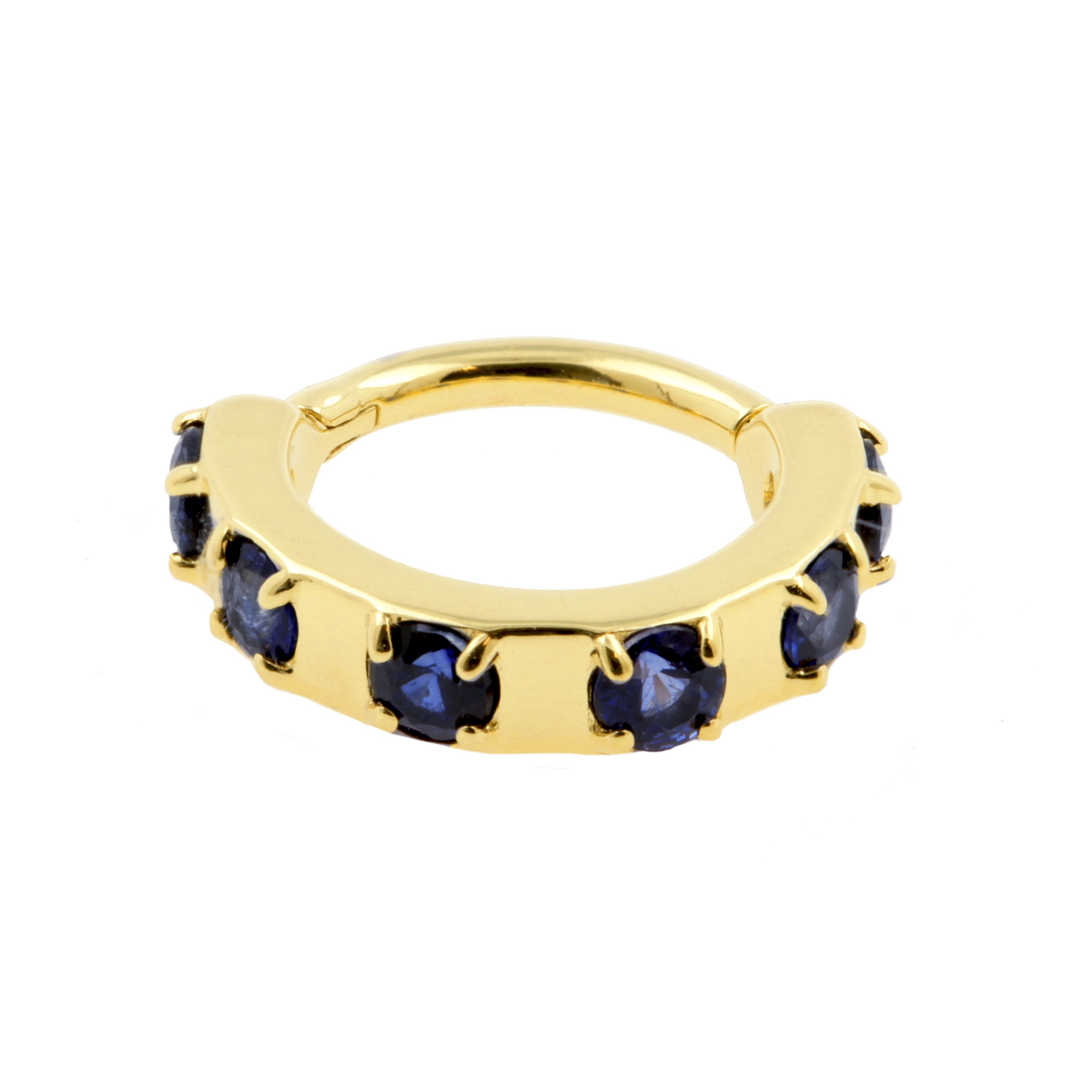 18 Karat Gold Click Ring - Diffusion Sapphire Round Blue