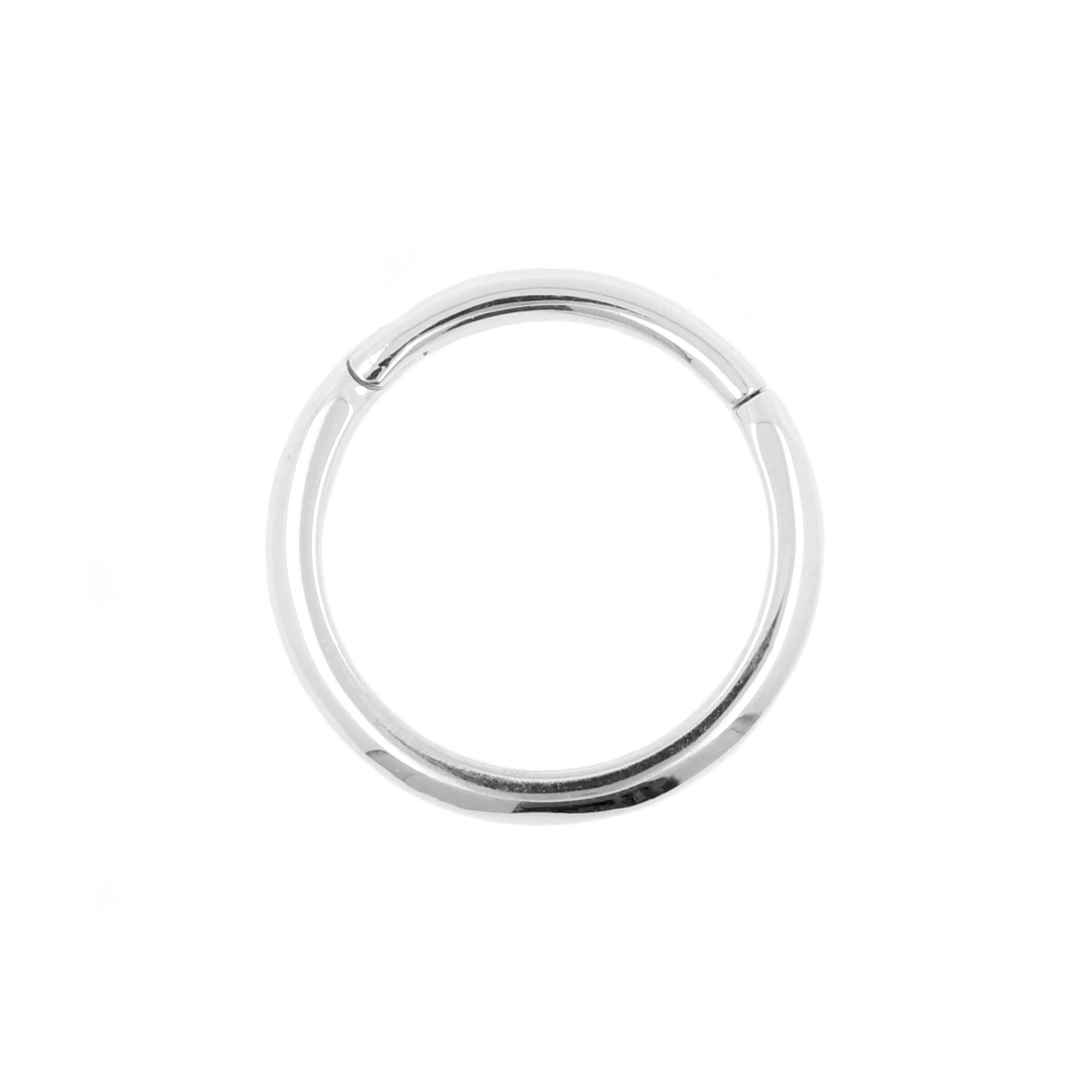 18 Karat White Gold Click Ring - Half Round Silver