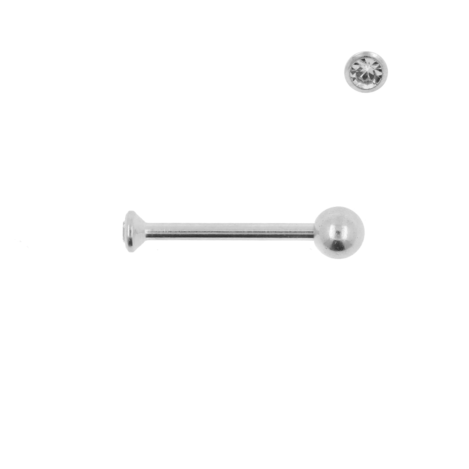 Surgical Steel Nano Barbell with 2mm Gem Clear