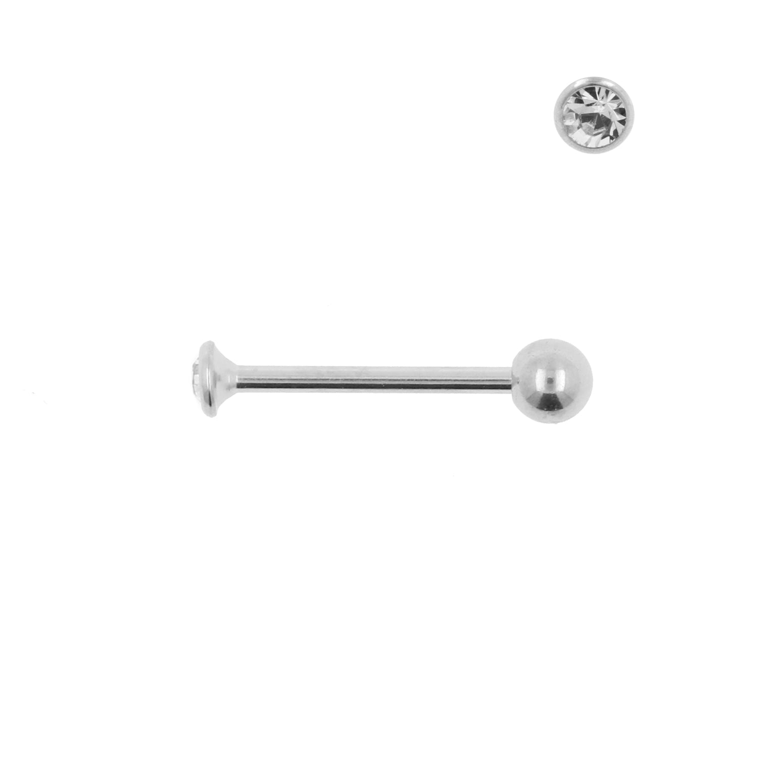 Chirurgisch Stalen Nano Barbell Met 2,35mm Kristal Clear