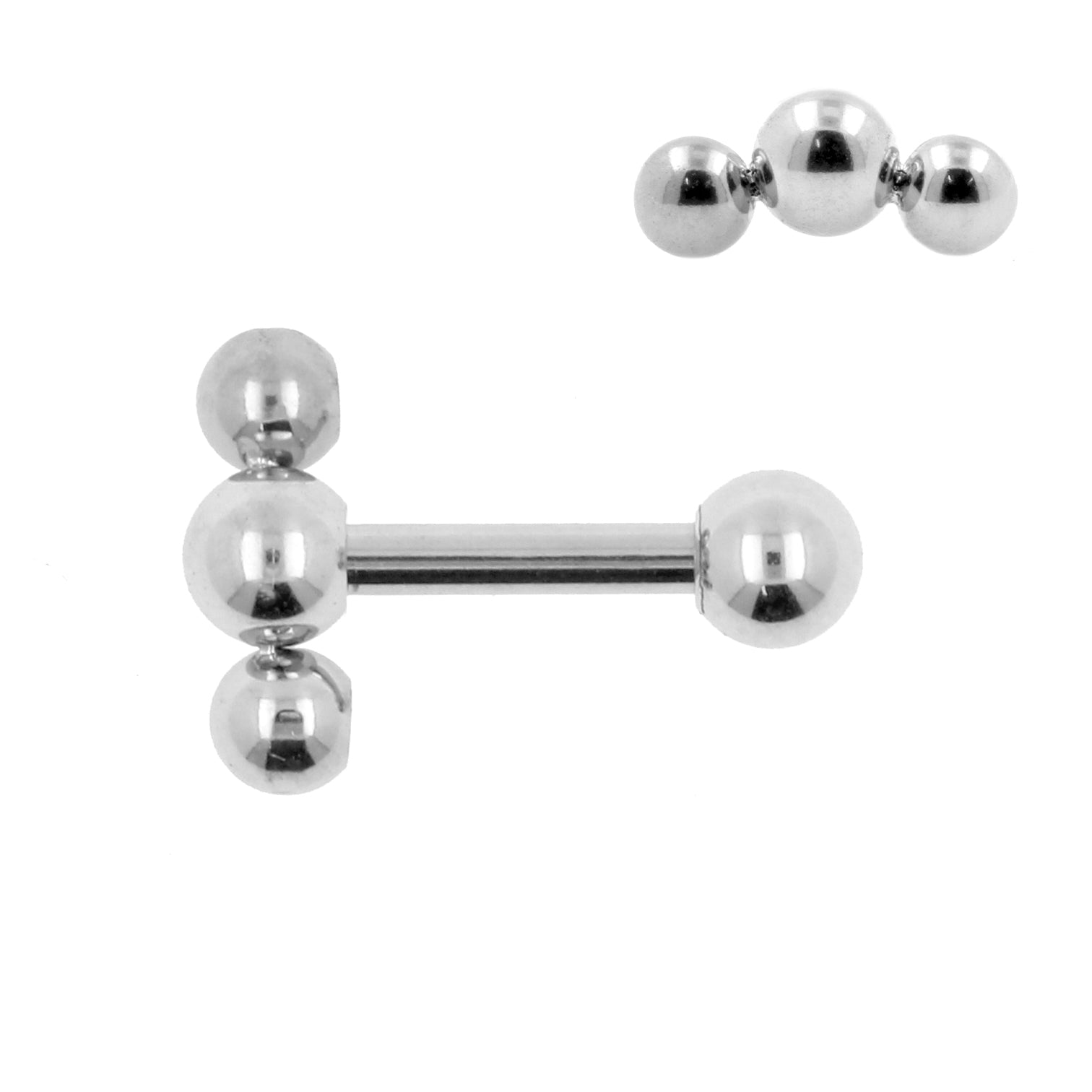 Surgical Steel Helix Barbell - Triple Dots 2,5 mm Silver