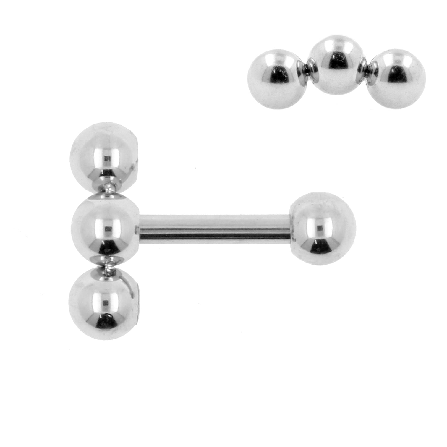 Surgical Steel Helix Barbell - Triple Dots 3 mm Silver