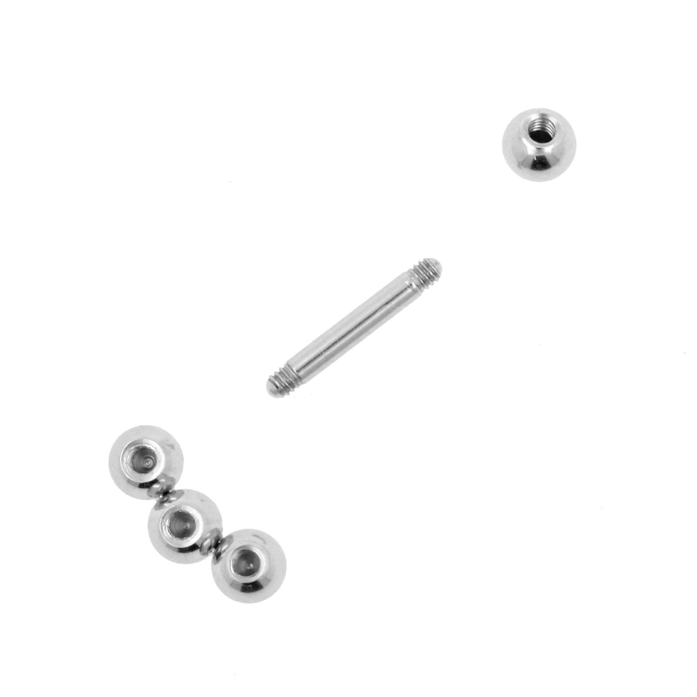 Surgical Steel Helix Barbell - Triple Dots 3 mm Silver