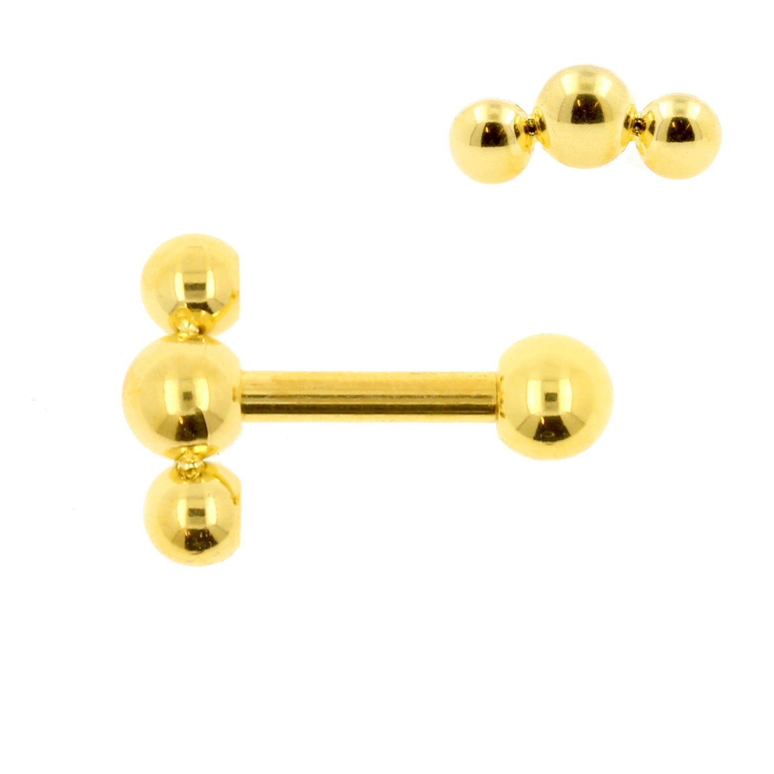 Surgical Steel Helix Barbell - Triple Dots 2,5 mm Gold