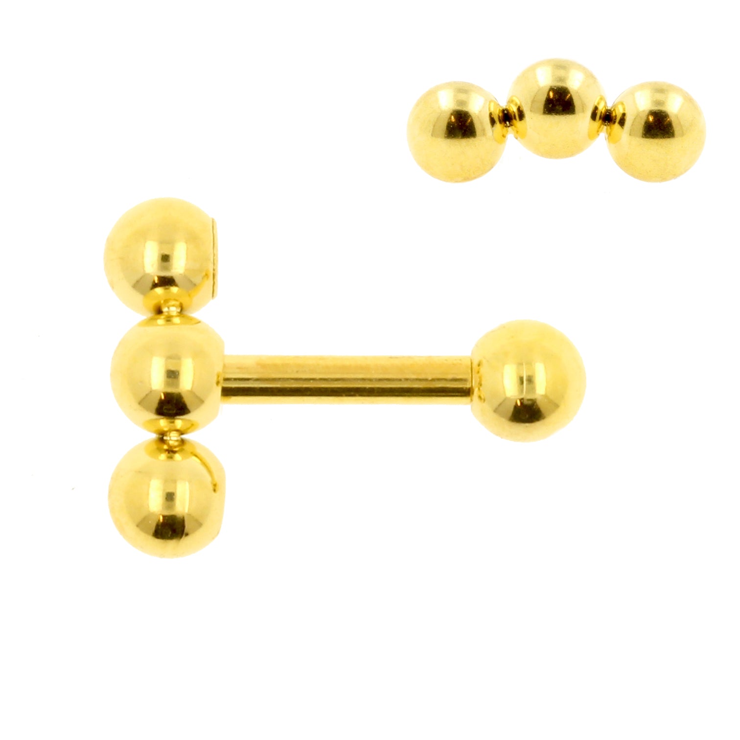 Surgical Steel Helix Barbell - Triple Dots 3 mm Gold