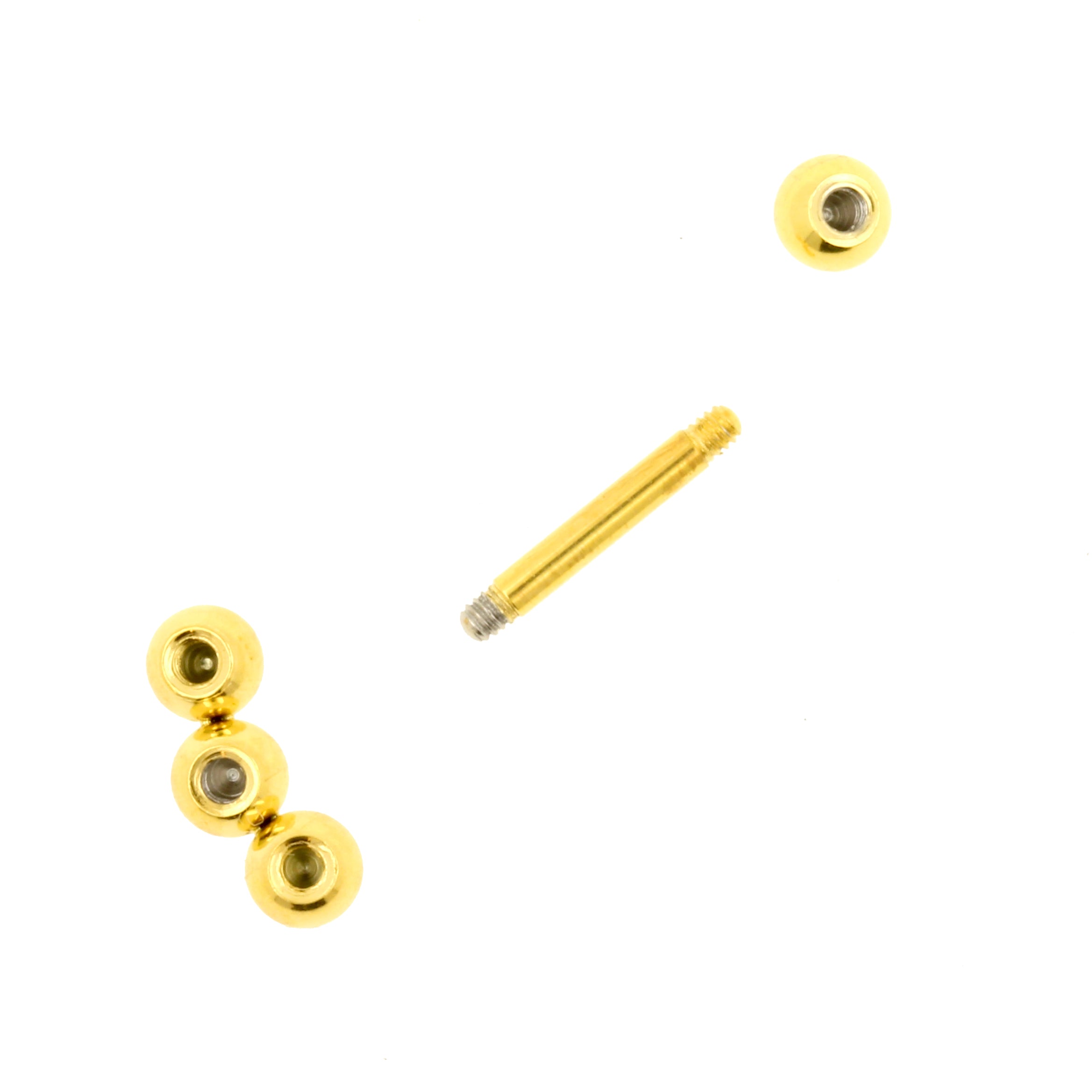 Surgical Steel Helix Barbell - Triple Dots 3 mm Gold