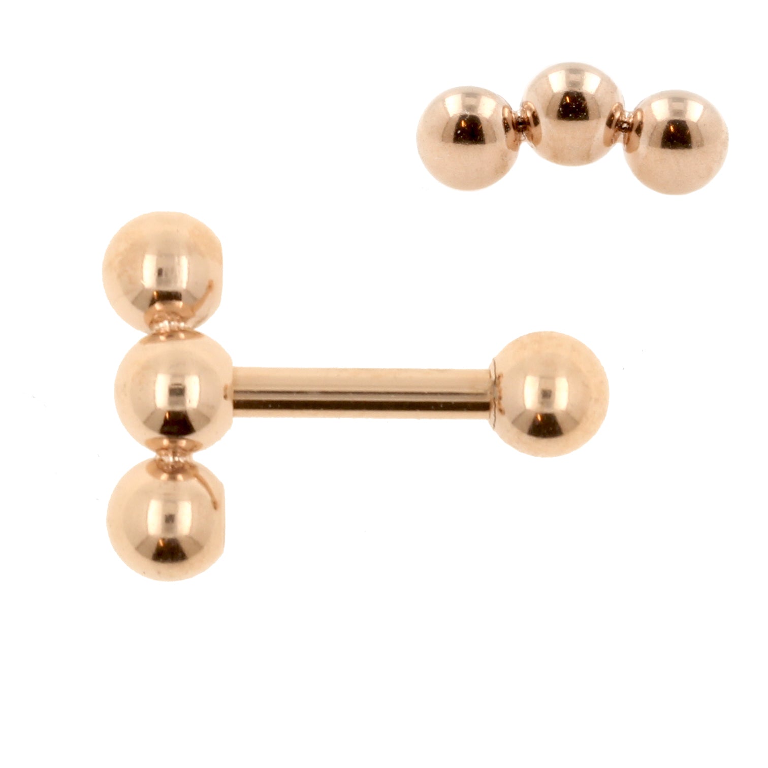 Surgical Steel Helix Barbell - Triple Dots 3 mm Rose Gold