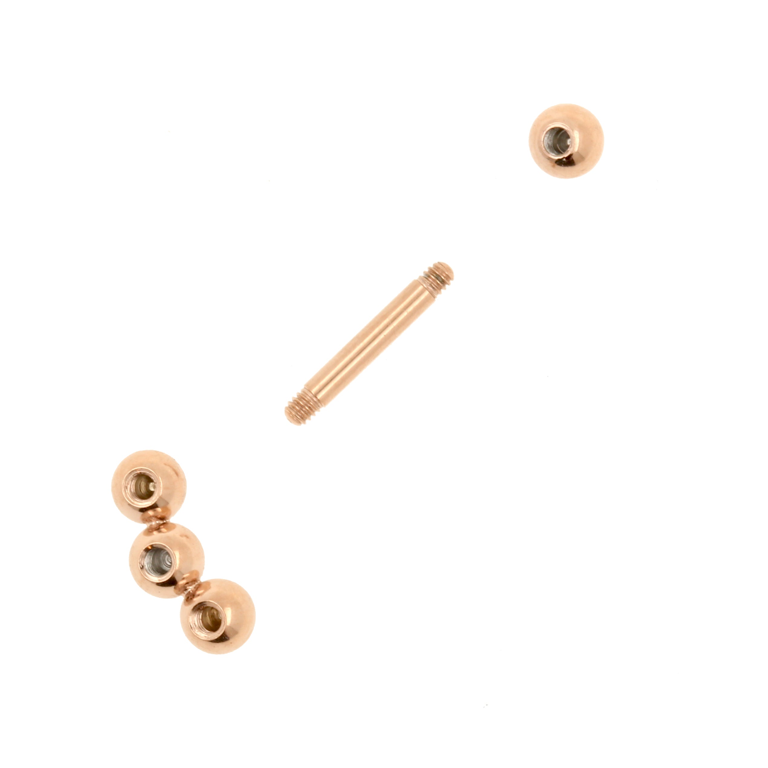 Surgical Steel Helix Barbell - Triple Dots 3 mm Rose Gold