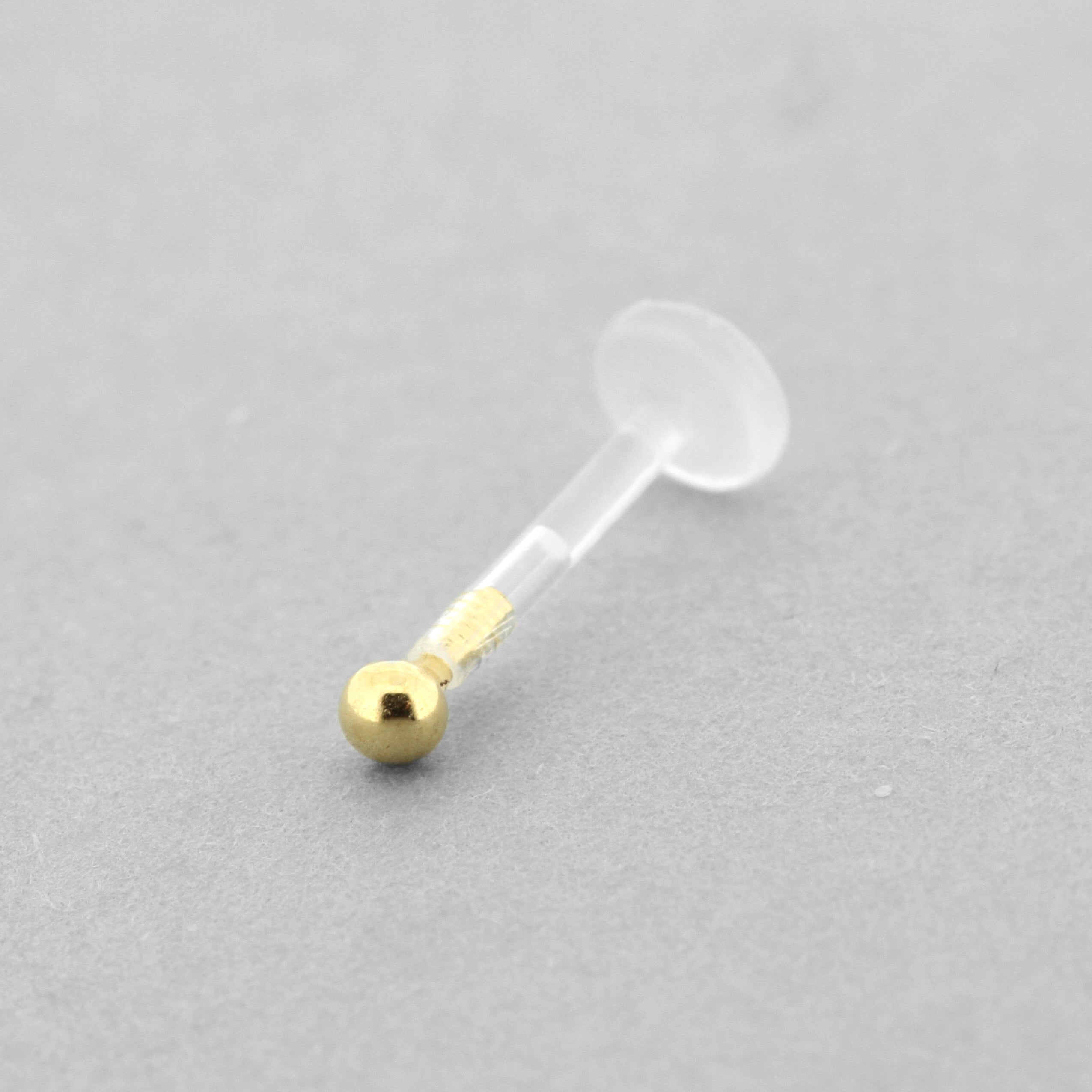 Bioplast Labret With 18 Karat Gold Ball