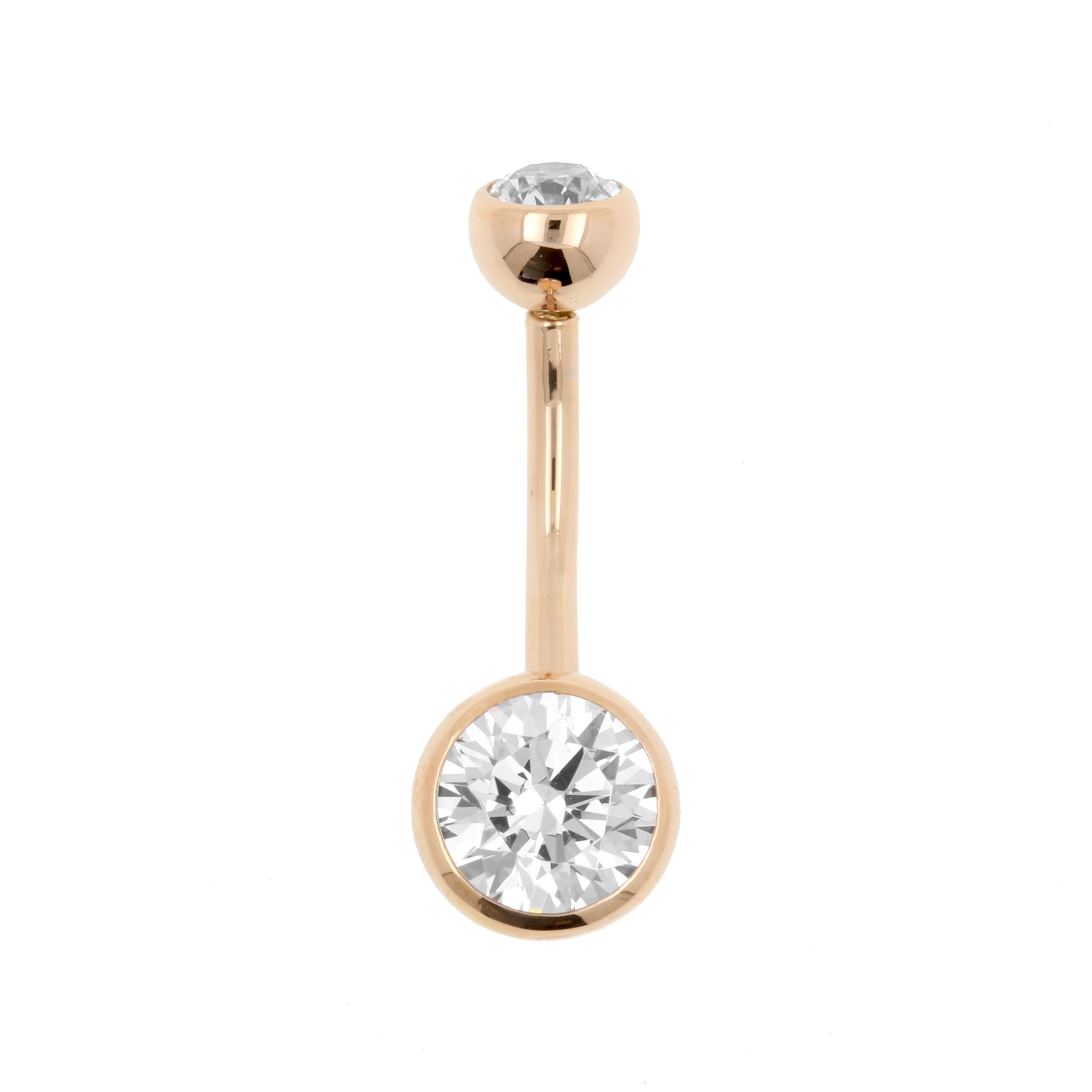 18 Karat Rose Gold Belly Ring with Premium Zirconia Clear