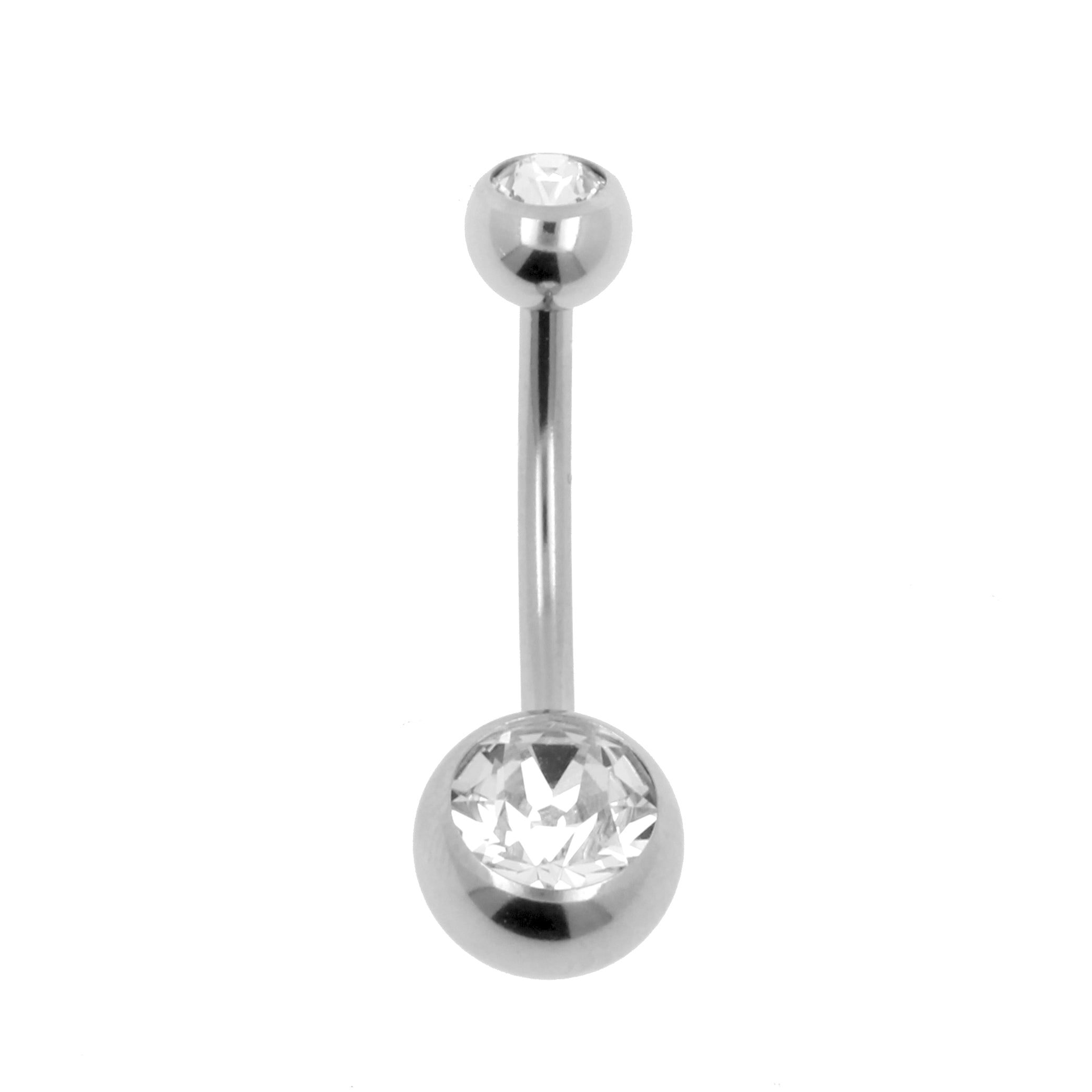 Surgical Steel Double Jewelled Belly Ring Clear