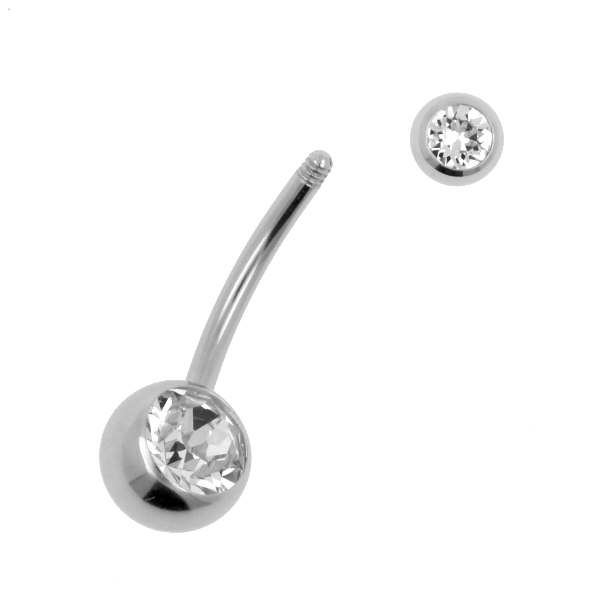 Surgical Steel Double Jewelled Belly Ring Clear