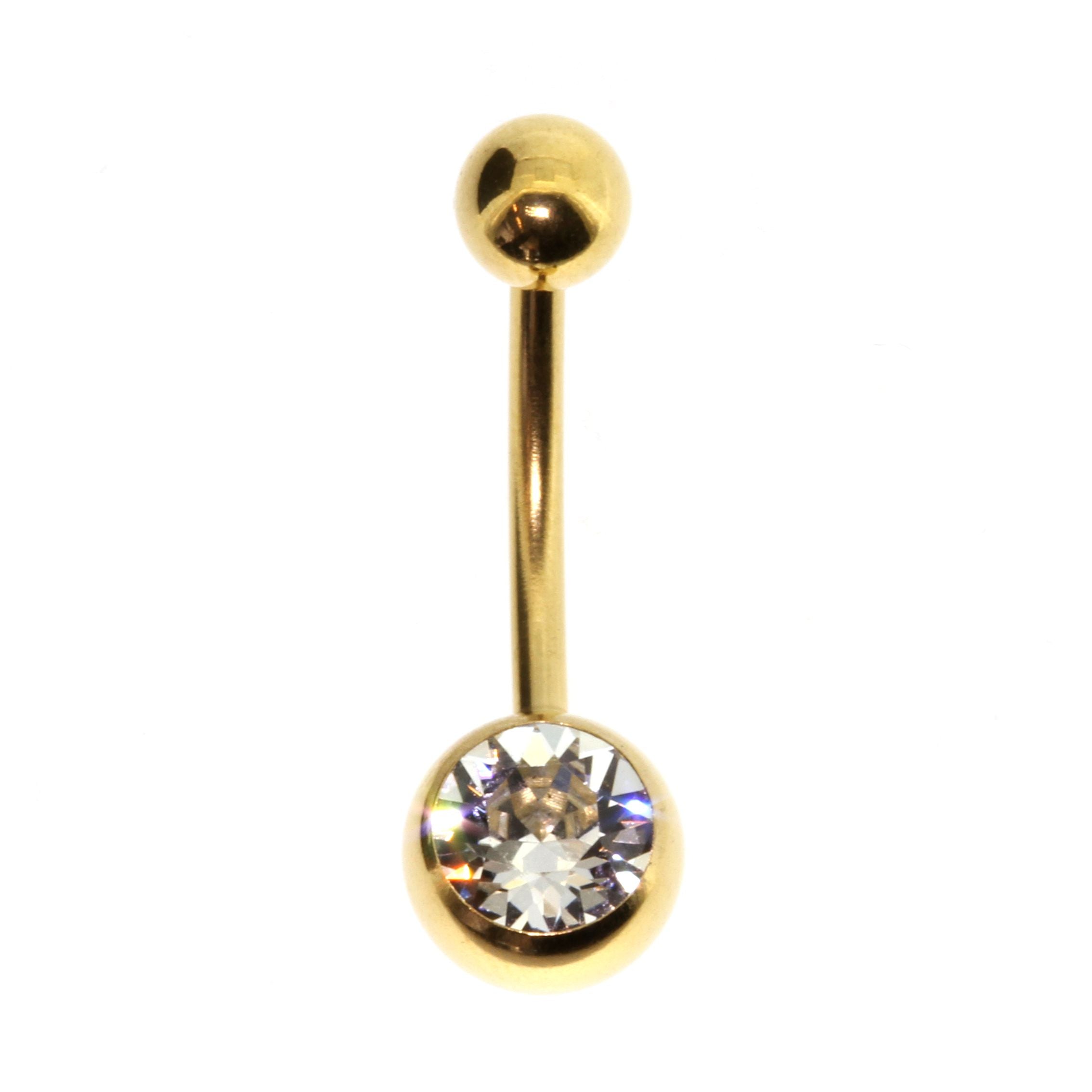 Surgical Steel Jewelled Belly Ring Clear