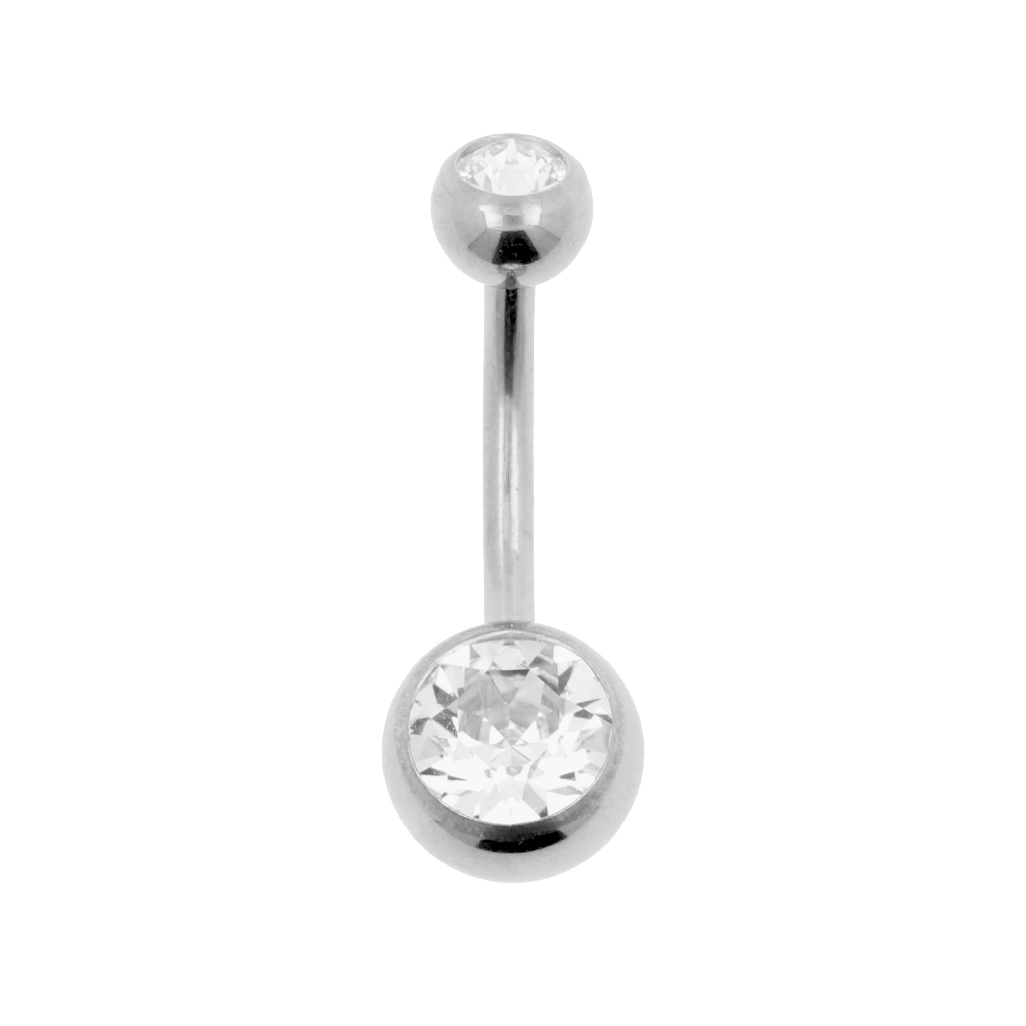 Titanium Double Jewelled Belly Ring Clear