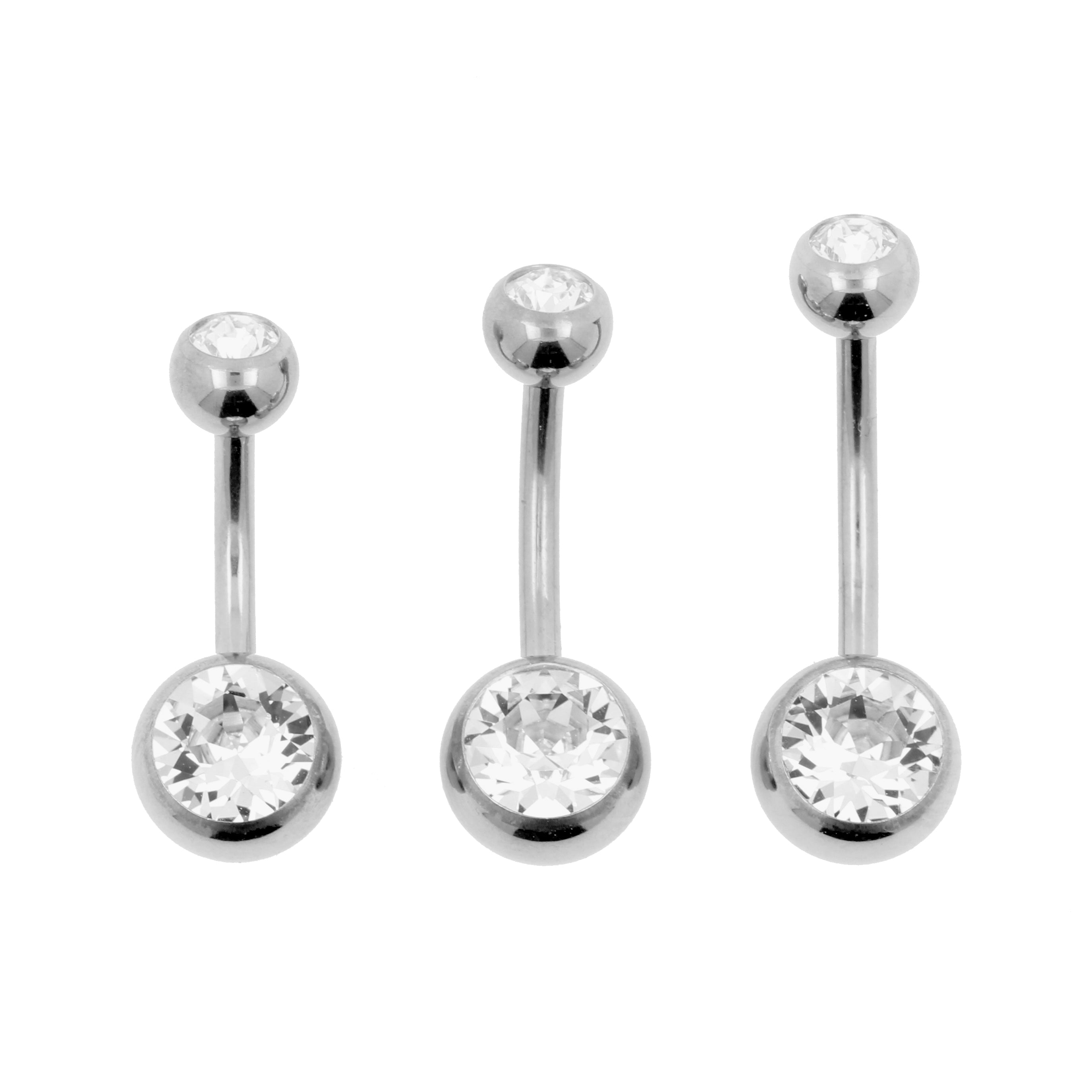 Titanium Double Jewelled Belly Ring Clear