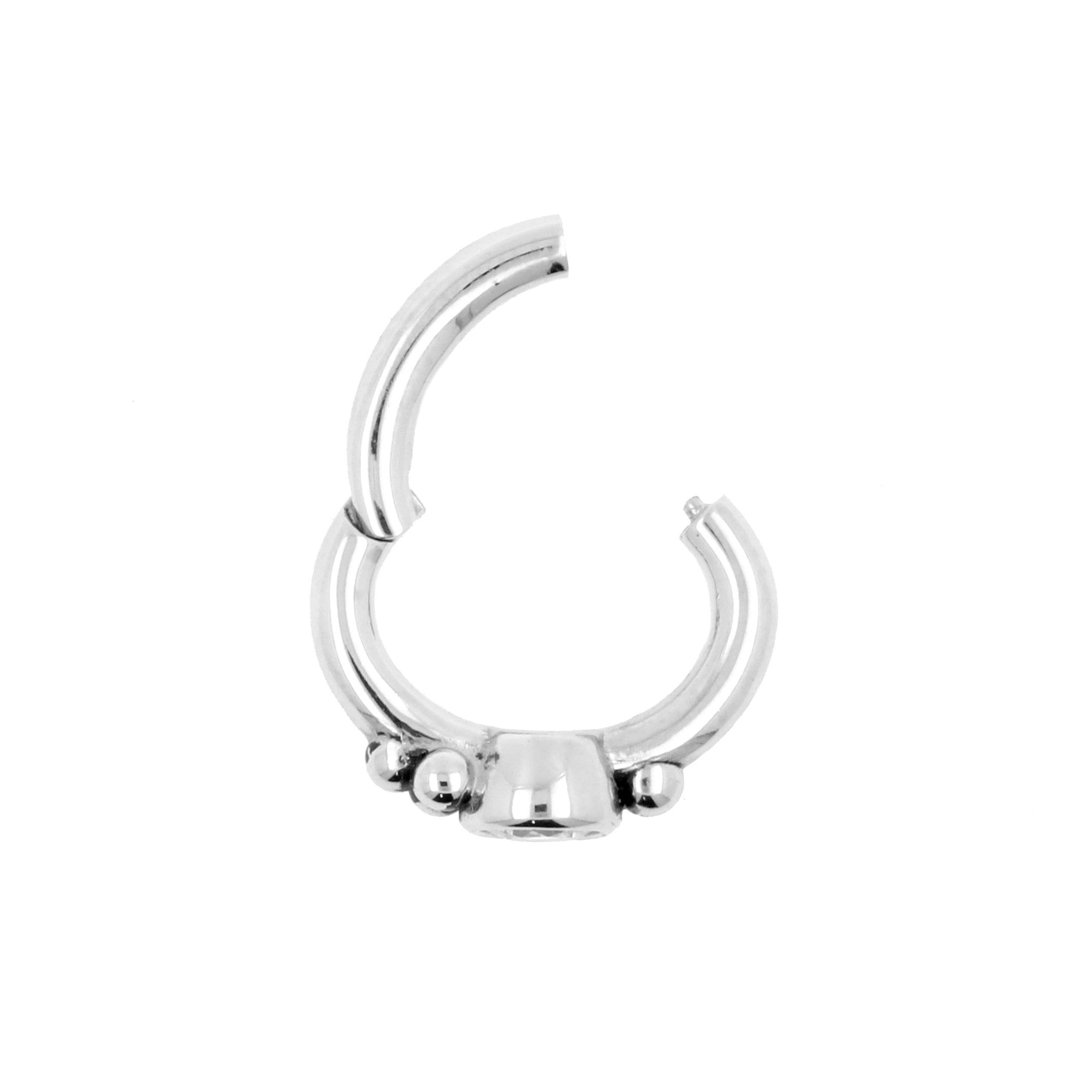 Nickel-Free Stainless Steel Zirconia Belly Ring Clicker - Vintage Dots Clear