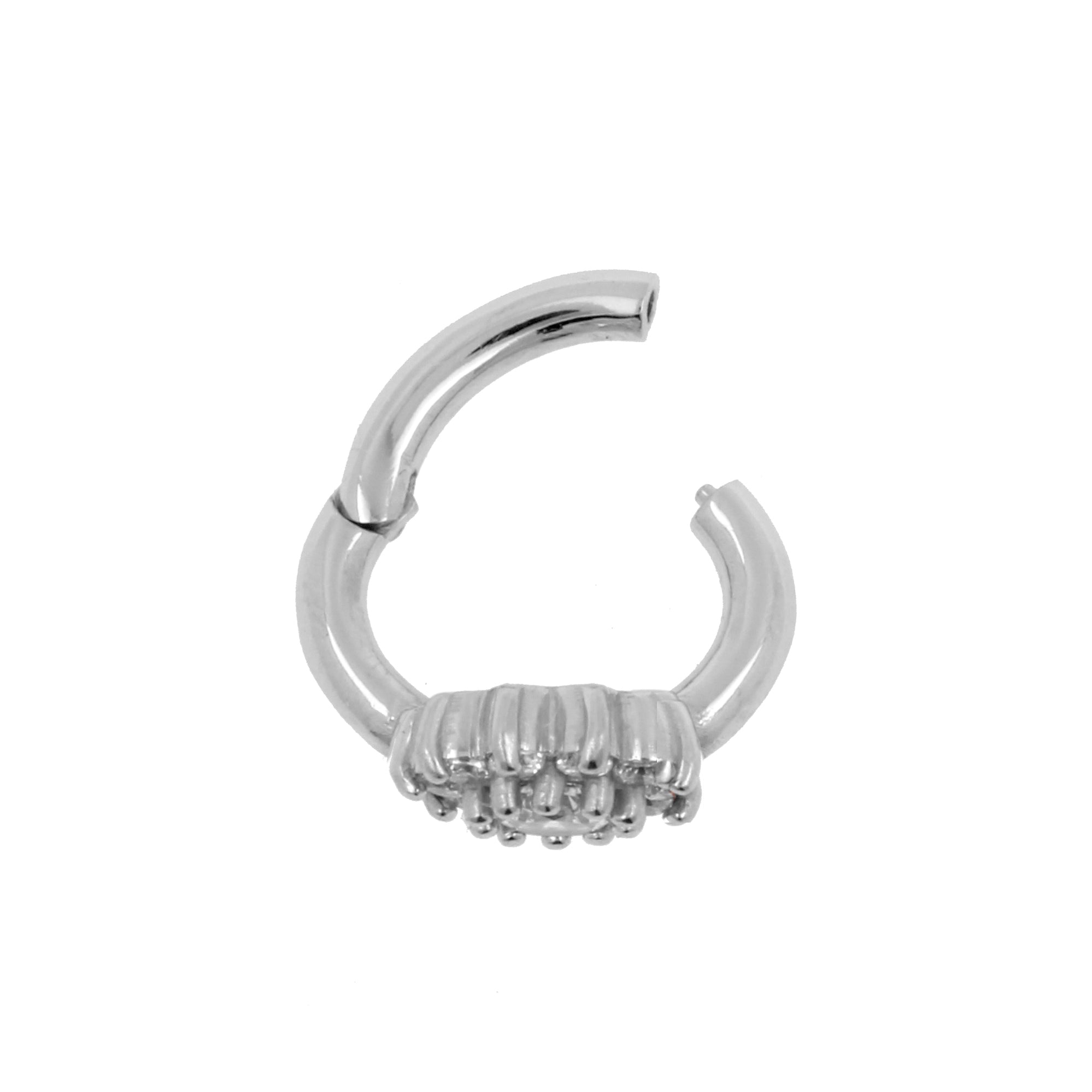 Nickel-Free Stainless Steel Zirconia Belly Ring Clicker - Flower Clear / Clear