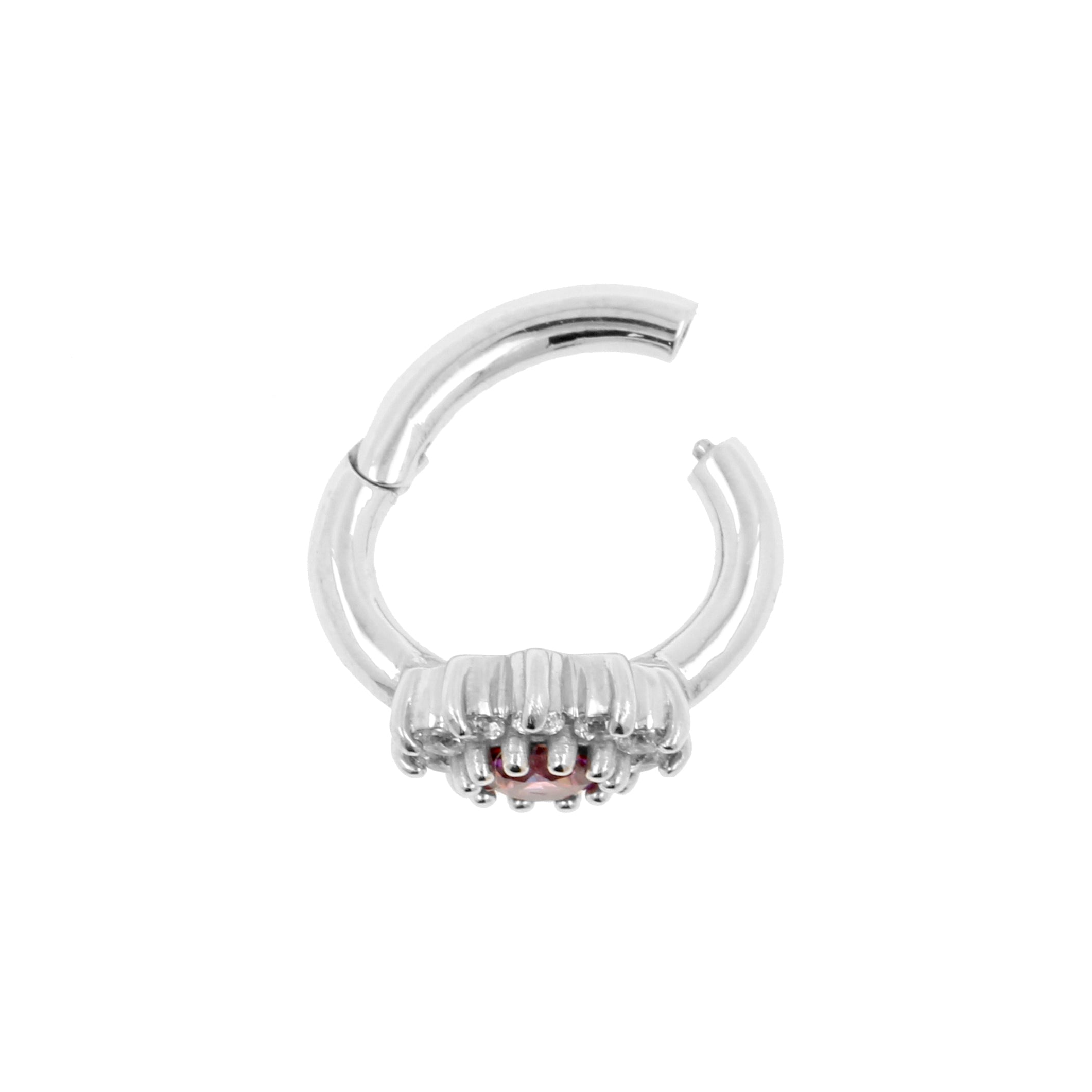 Nickel-Free Stainless Steel Zirconia Belly Ring Clicker - Flower Silver