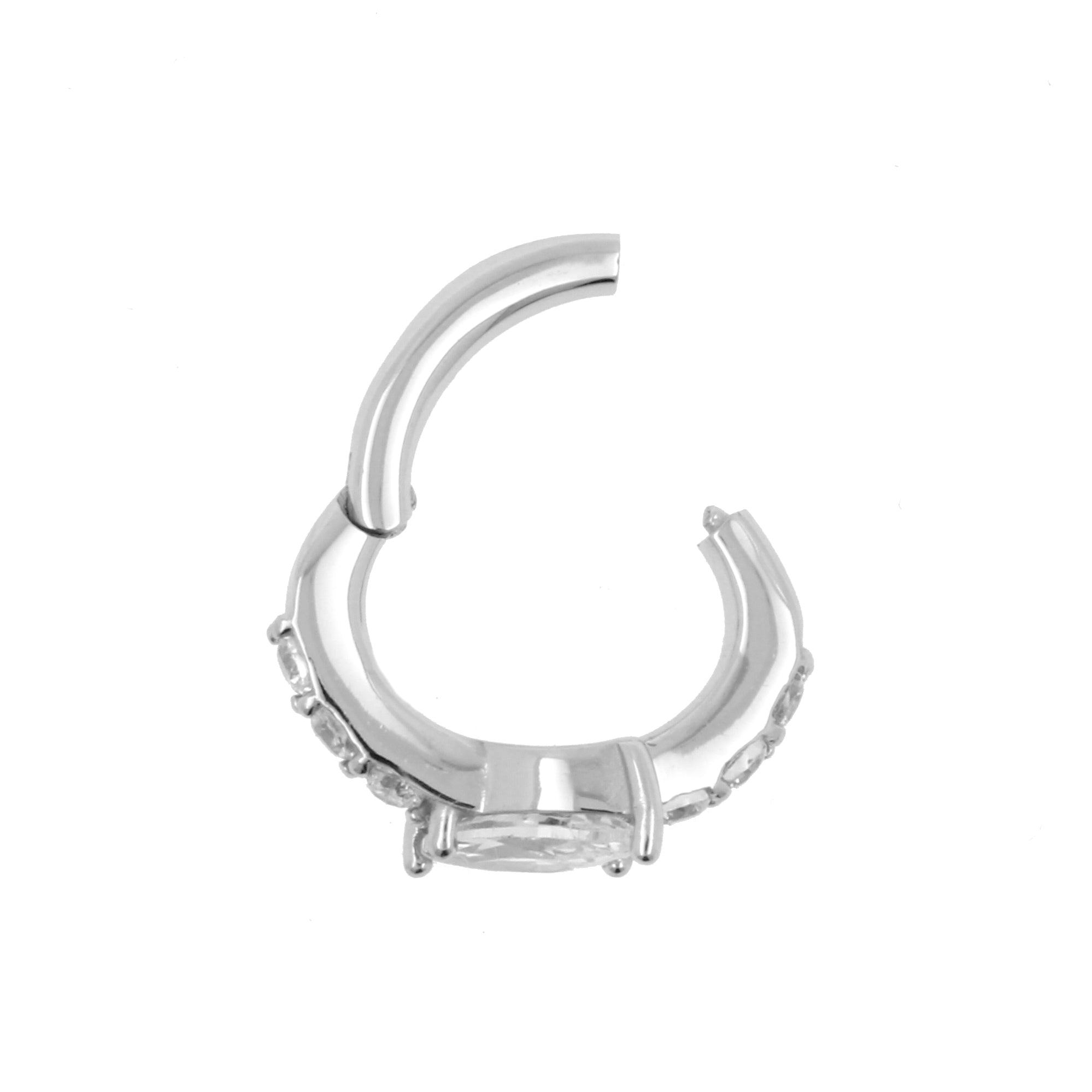 Nickel-Free Stainless Steel Zirconia Belly Ring Clicker - Marquise  Clear