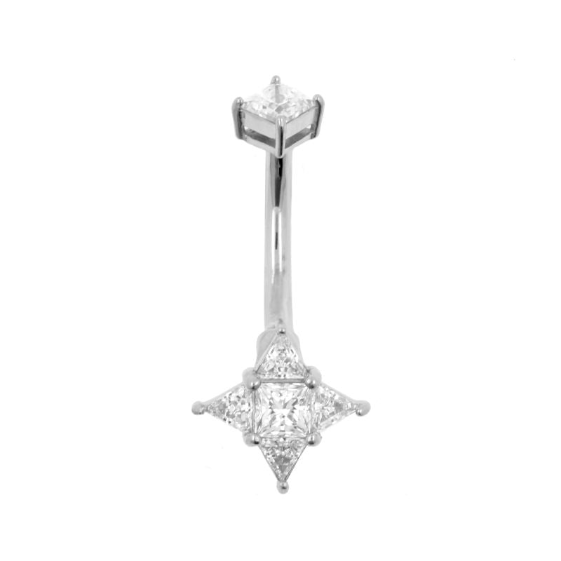 Surgical Steel Belly Ring Zirconia Star Silver