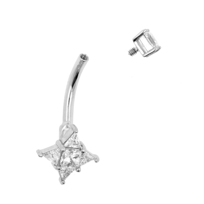 Surgical Steel Belly Ring Zirconia Star Silver