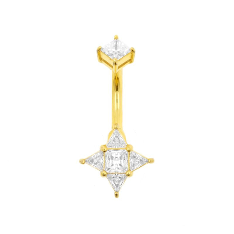 Surgical Steel Belly Ring Zirconia Star Gold