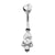 Surgical Steel Belly Ring Zirconia Droplet Cluster Silver