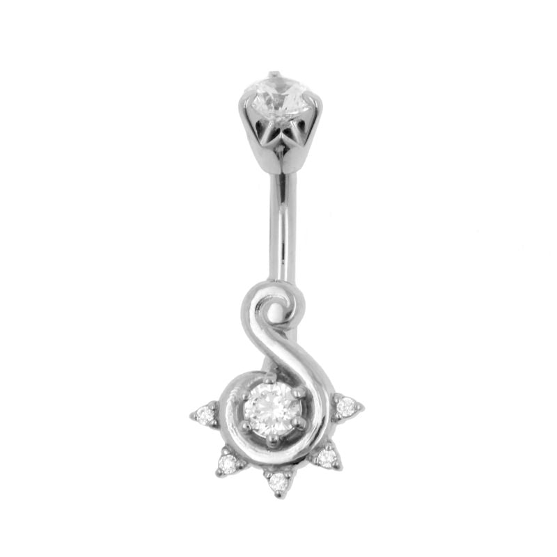 Surgical Steel Belly Ring Zirconia S Cluster Silver